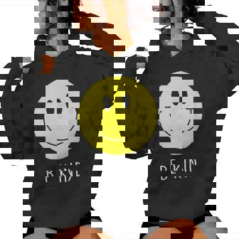 Be Kind かわいい イエロー スマイル フェイス シャツ スマイル フェイス ハピネス レディースパーカー - Kawaiitshirt