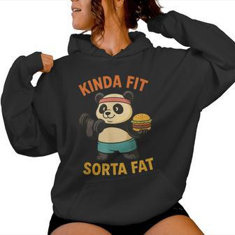 Kinda Fit Sorta Fat Gym Cute Panda Retro Women Hoodie - Thegiftio UK