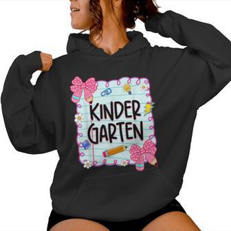Kindergarten Bow Pencil Teacher Student Back To School Women Hoodie - Thegiftio UK