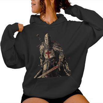 Knight Christian Templar Warrior Of God Crusader Small Black Women Hoodie - Thegiftio UK