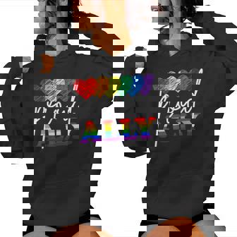Lgbtq Hearts Gay Pride Month Lgbt Ally Proud Rainbow Flag Women Hoodie - Thegiftio