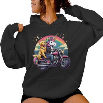 Licorne Équitation Moto Fille Enfant Golden Retriever Sweat à capuche femme - Cadeauxyz