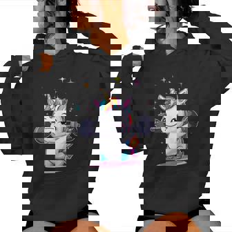 Lindo Unicornio Levantamiento De Pesas Fitness Gimnasio Es Niñas Elevación Potencia In Mangas Sudadera con capucha para mujer - Regaloses