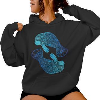 Lindo Zen Manatí Mandala Marine Wildlife Oceonic Blue Sudadera con capucha para mujer - Regaloses