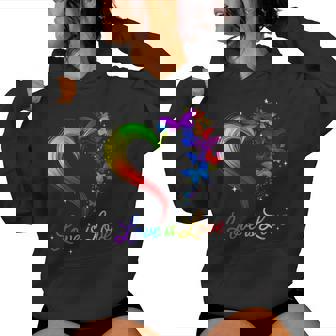 Love Is Love Lgbt Butterfly Heart Rainbow Gay Lesbian Pride Women Hoodie - Thegiftio UK