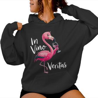 Lustiges Flamingo Motiv Mit Weinpruch Ininoeritas Kapuzenpullover für Damen - Geschenkecke