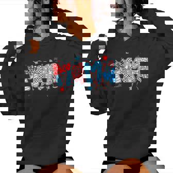 Mama American Mom Coquette Bow Patriotic Happy 4Th Of July Women Hoodie - Monsterry