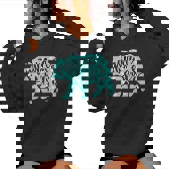 Mama Bear Polka Dot Print Momma Mom Bear Teal Women Hoodie - Monsterry
