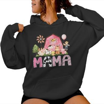 Mama Pink Farm Cow Birthday Girl Matching Family Women Hoodie - Thegiftio UK