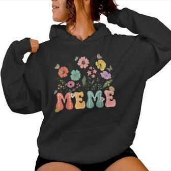 Meme For Grandma Wildflower Floral Women Women Hoodie - Thegiftio UK