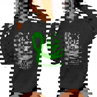 Mental Health Awareness Butterfly Green Ribbon Women Hoodie | Mazezy