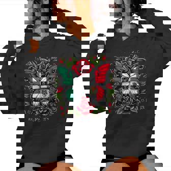 Mexican Independence Day Mexico Butterfly Flag Women's Women Hoodie - Monsterry