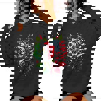 Mexico Usa Flag Mexican Flag American Flag Rose Flower Women Hoodie - Monsterry