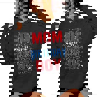 Mom Of The Birthday Boy Spider Web Birthday Party Matching Women Hoodie - Seseable