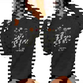 Mom Est 2024 Floral New Parents Pregnancy Women Hoodie - Monsterry