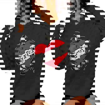 Mom Heart Traditional Old School Tattoo Flash Women Hoodie - Monsterry