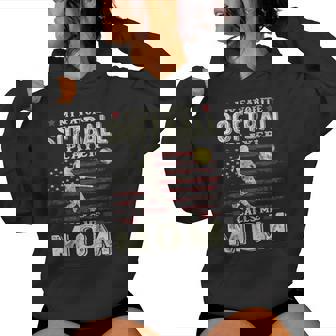 My Favorite Softball Player Calls Me Mom Us Flag Women Hoodie - Monsterry
