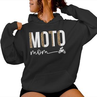 Moto Mom Leopard Motocross Mom Motocross Mother Women Hoodie - Monsterry