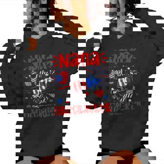 Nana Of The Little Firecracker 4Th Of July Expecting Baby Women Hoodie - Monsterry