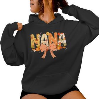 Nana Pumpkin Fall Coquette Bow Thanksgiving Mom Women Women Hoodie - Thegiftio UK
