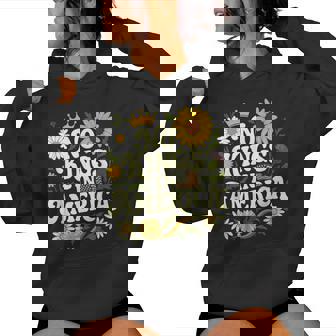 No King In American Retro Floral 70S Democracy Women Women Hoodie | Mazezy