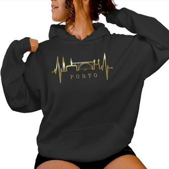 Oportokyline Latido Del Corazón Portugal Me Encanta Porto Cuello Sudadera con capucha para mujer - Regaloses