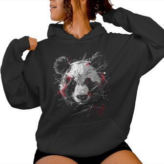 Panda Dibujo Arte Animal Abstracto Gráfico Sudadera con capucha para mujer - Regaloses