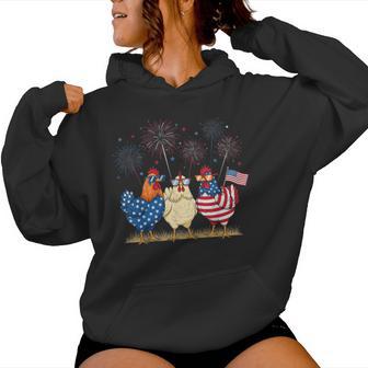 Patriotic Chicken Squad July 4Th Humor American Flag Women Women Hoodie - Thegiftio UK