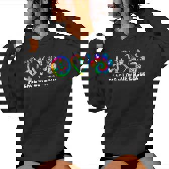 Peace Love Rescue Dog Paws Tie Dye Rainbow Animals Women Hoodie - Monsterry