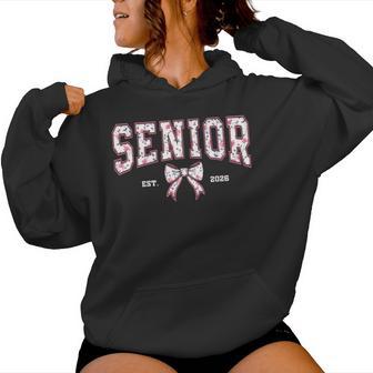 Pink Bow Coquette Floral Senior 2026 Graduation Class Girls Women Hoodie - Thegiftio UK