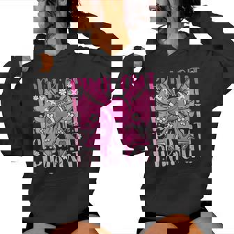 Pink Out Breast Cancer Football Coquette Bow Mom Girls Women Women Hoodie - Thegiftio