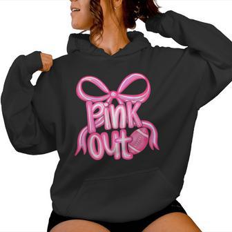 Pink Out Football Bow Preppy Breast Cancer Awareness Women Women Hoodie - Thegiftio UK