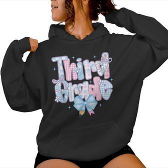 Preppy Bow Third Grade Back To School 3Rd Grade Teacher Girl Women Hoodie | Mazezy