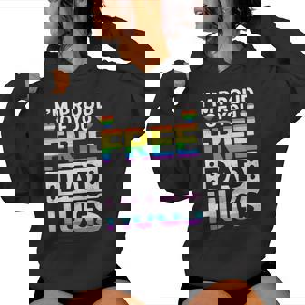 Rainbow Free Dad Hugs For Lgbtq Pride Month Trendy Lgbt Women Hoodie | Mazezy