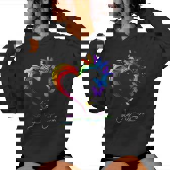 Rainbow Love Is Love Lgbt Gay Lesbian Pride Butterfly Heart Women Hoodie | Mazezy
