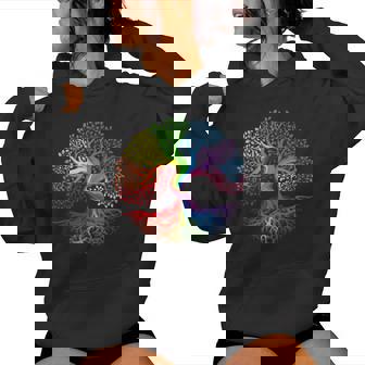 Rainbow Tree Of Life Lgbtq Lesbian Gay Pride Flag Ally Women Hoodie - Monsterry