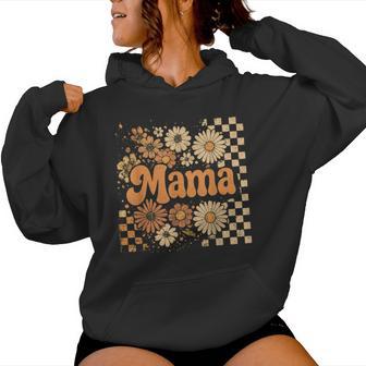 Retro Checkered Mama Pumpkin Flower Fall Autumn Halloween Women Hoodie - Thegiftio UK