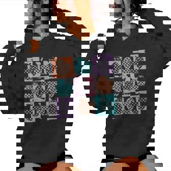 Retro Checkered Summer School Teacher Apple Teacher Apple Women Hoodie - Seseable