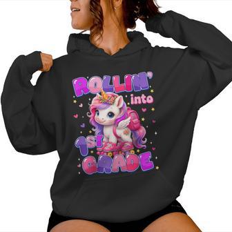 Rolling Into 1St Grade Unicorn First Day Of School Girls Women Hoodie - Thegiftio UK