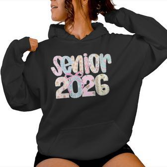 Senior 2026 Pastel Floral Patchwork Letters With Lace Bow Women Hoodie - Thegiftio UK