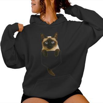 Siamese Cat Pocket Cat Mom Cat Dad Cat Lover Women Hoodie - Thegiftio UK