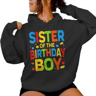 Sister Of The Birthday Boy Building Block Birthday Party Women Hoodie - Thegiftio