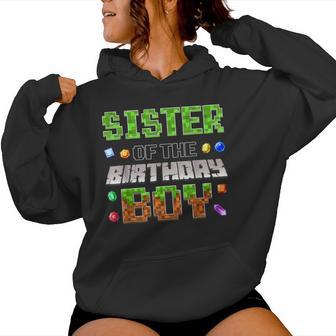 Sister Of The Birthday Boy Game Pixel Number Birthday Party Women Hoodie - Thegiftio UK