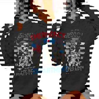 Skeleton Emergency Department Nurse 4Th Of July Er Nurse Women Hoodie | Mazezy