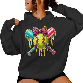 Softball Girl Drip For Ice Cream Lover Drip Softball Bat Women Hoodie - Thegiftio UK
