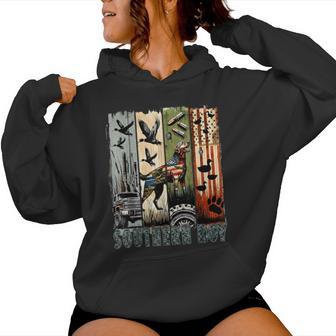 Southern Boy Camo Hunting Duck Dog Patriotic Usa Flag Boys Women Hoodie - Thegiftio UK