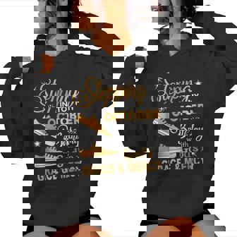 Stepping Into My October Birthday With God Grace Mercy Women Hoodie - Thegiftio