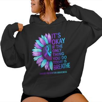 Suicide Prevention Awareness Sunflower Purple Teal Ribbon Women Hoodie - Thegiftio UK