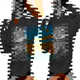 Sunflower Floral Flower Van Gogh Style Starry Night Graphic Women Hoodie - Thegiftio