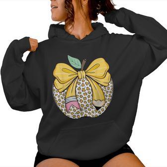 Teacher Coquette Pencil Bow And Apple Teacher Women Hoodie - Thegiftio UK
